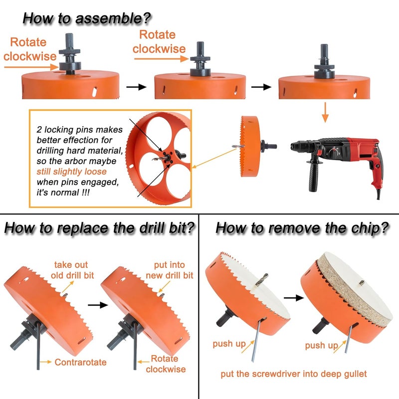 VIKITON 8-1/2 Inch Hole Saw with Arbor for Metal Wood Plastic, 8.5 in Bi-Metal Hole Cutter for Different Project with Smooth and Flat Drilling Edge, Fast Chip Removal, Lighter and Portable - Image 5